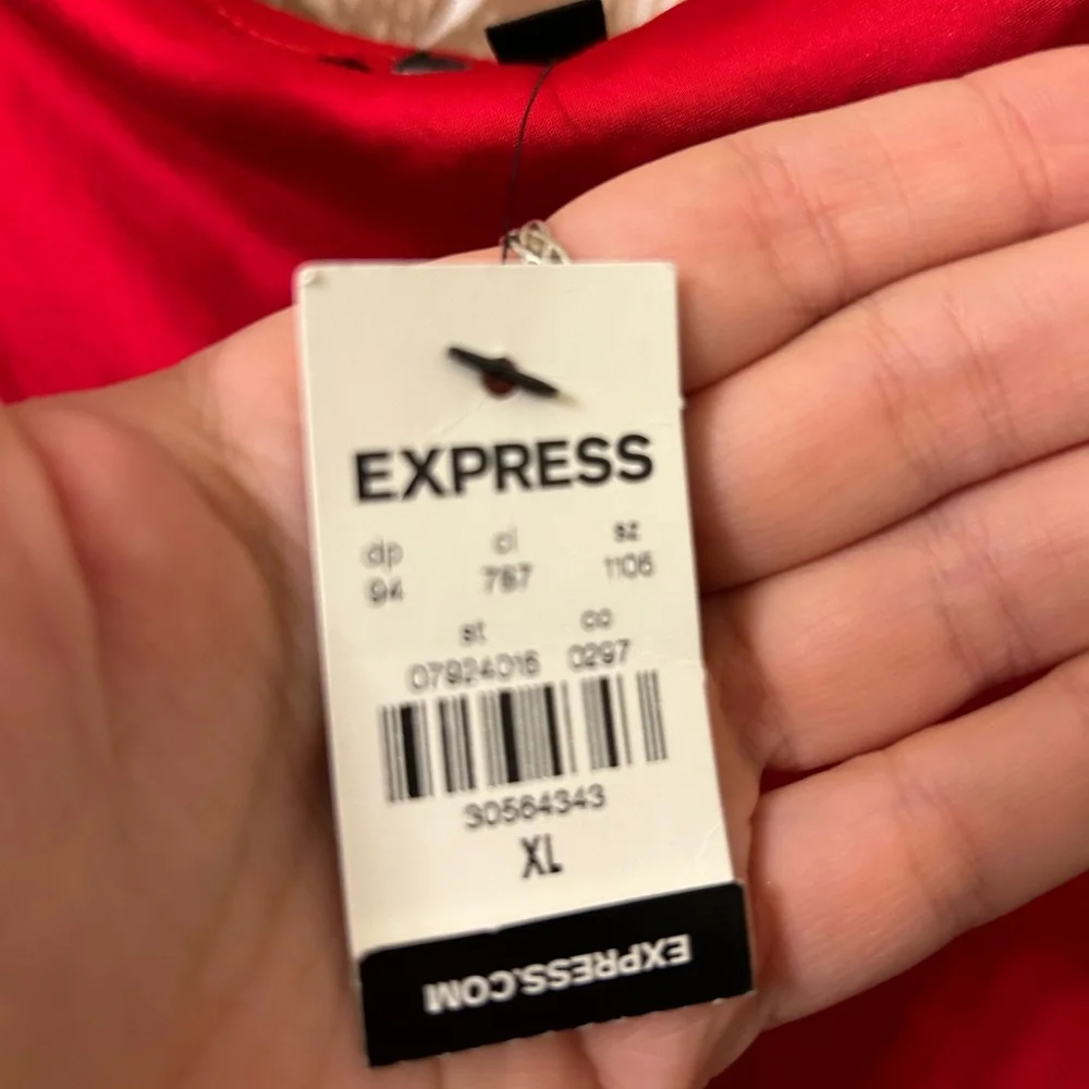 NWT Express XL Vibrant Red Midi Slip Dress - Picture 3 of 7